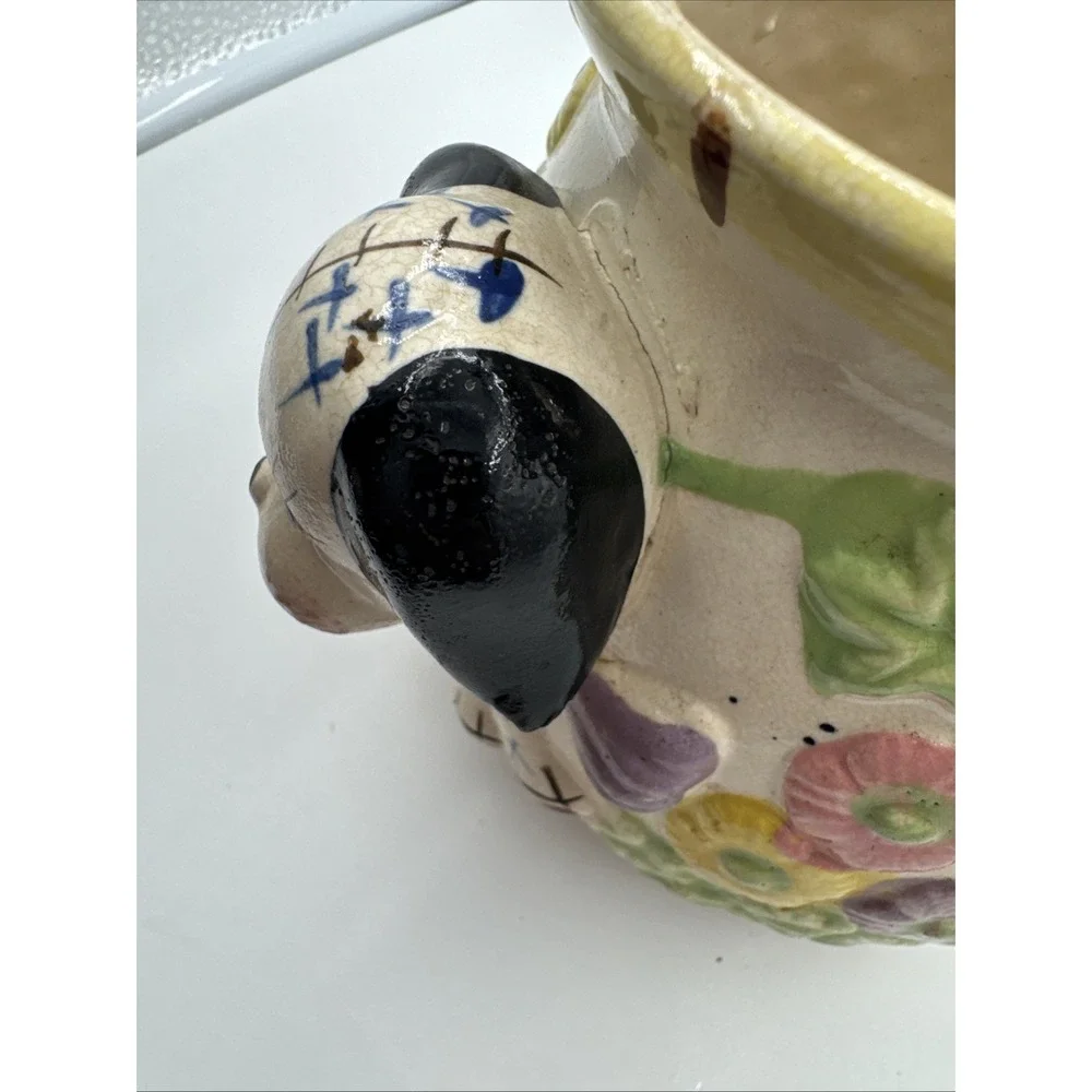 VERY RARE Lefton Puppy & Birdy 3D Cookie Biscuit Jar‎ Missing Lid
